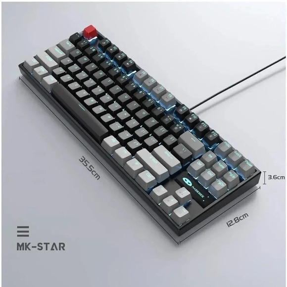 MageGee 75% Mechanical Gaming Keyboard Black Gray LED Backlit Key USB + Red Keys - Picture 10 of 12